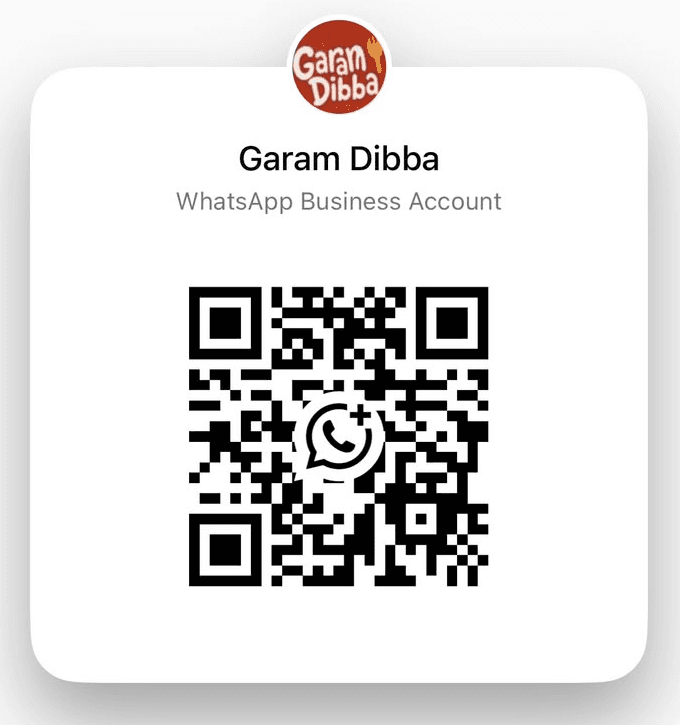QR code to start a WhatsApp chat with Garam Dibba